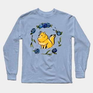 Doggo Designs: Fluffy Pomeranian & Roses Long Sleeve T-Shirt